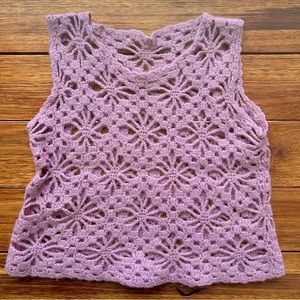 Handmade Mohair Cotton Light Mauve Purple Crochet Top size S